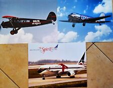 DELTA Airlines Photo Data Cards Douglas DC-3 Boeing 767 Travel Air 11in x 8 1/2 picture