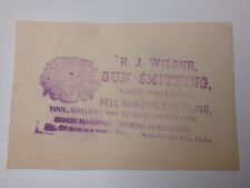 RJ Wilbur Gun Smithing Trade Card Galesburg IL Man Hunting Ostrich picture