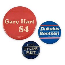 VTG LOT 1980s Gary Hart Dukakis Citizens' Party Campaign Pin Pinback Button picture