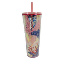 Starbucks Coral Reef Bubble Cold Cup 24 Oz Tumbler Pink Gold Summer 2021 picture