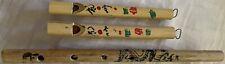 Set of 3 Chinese mini handmade or hand painted vintage bamboo flutes with slides picture