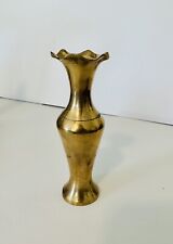 6” Ruffle Top Brass Vase Vintage MCM Retro Grandmacore Cottagecore Mid Century picture