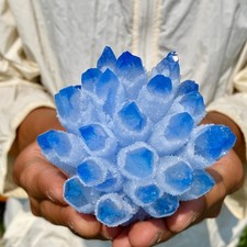 400G Newly discovered blue crystal cluster flower shaped mineral specimen picture