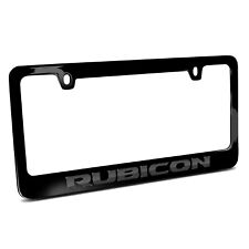 Jeep Rubicon in 3D Dark Gray Letters on Black Metal License Plate Frame picture