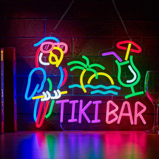Tiki Bar Parrot Palm Tree Neon Sign for Wall Decor Hawaii Beach Bar LED Light up picture