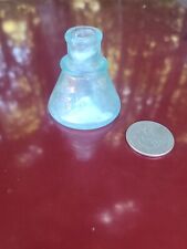 Beautiful Old Rainbow Irridescent Cone Inkwell ☆ Antique Blueish Ink Bottle  picture