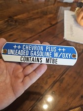 NOS Chevron Plus Supreme Unleaded with Ethanol Gasoline Porcelain Gas Pump Tag picture