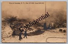 Real Photo 1908 City Block Fire Oneonta NY New York Phelps Photo RP RPPC M322 picture