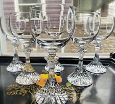 1980's Art Deco Mikasa The Ritz Water Wine Glass Crystal Ribbed Base 6-2 Set-8 picture