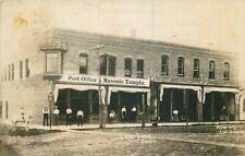 Real Photo Postcard Post Office & Masonic Temple, Lone Tree, Iowa - used 1908 picture
