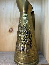 Vintage Embossed Brass Pitcher/Vase made in England- Beautiful Patina picture