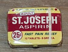 Vintage Adult St.Joseph Aspirin Small Pocket Medicine Tin w/Directions NOS picture