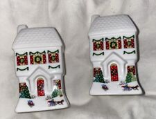 Lenox Christmas House Salt & Pepper Shakers, EUC, Made in USA, Rare picture