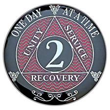 AA 2 Year Coin, Silver Color Plated Medallion, Alcoholics Anonymous Coin picture
