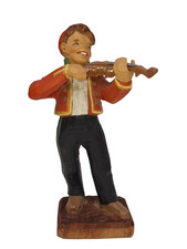 VTG 60s Henning Norway Wood Hand Painted n Carved Scandinavian Boy with Violin picture