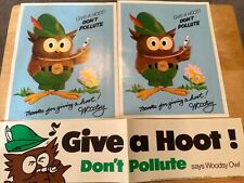 Vintage 1973 Woodsy Owl Give A Hoot Don't Pollute Environmental Sign & Sticker picture