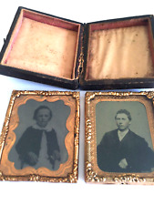 GENUINE UNION 1850's + BLUE DAGUERREOTYPE PHOTO WOOD GLASS METAL 2x2.5 INCHES #2 picture