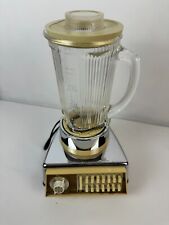 Vintage 70's Waring Solid State Blender Model #11–183 Silver Body with Woodgrain picture