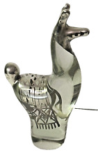 Vintage Art Glass Llama Handmade Painted Peru Sterling Silver 950 Overlay 3.75