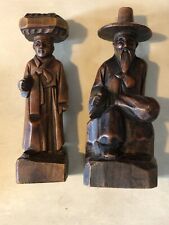 Vintage Asian 1960s Hand Carved 8” Man And Woman From South Korea picture