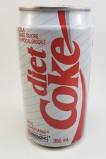 Rare Vintage 1990s French Canadian Diet Coke w/ "Avec Aspartame NutraSUC" 355 ml picture