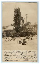 1908 Stone Wall Snow Winter Boston Massachusetts MA RPPC Photo Postcard picture