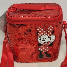 New Disney Store Minnie Mouse Red Sequin Shoulder Strap Lunch Box Insulated Tote picture