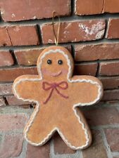 RARE Vintage Plastic Gingerbread Man Blow Mold 17” Hanging Decoration Glitter picture