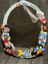 VINTAGE 1960’s WALT DISNEY PINOCCHIO & Friends oval Wall Mirror Great Condition picture