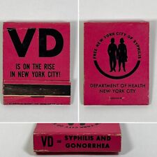 VD is on the rise in New York City Matchbook Cover Manhattan Syphilis Gonorrhea picture