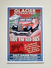 Glacier National Park, MT - Red Jammer Sign - Lantern Press Postcard picture