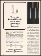 1964 General Electric Miniature Lamps Have 25,000 Hour Insomnia Vintage Print Ad picture