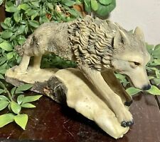 VTG Prowling Wolf Resin Figurine 5” H X  10” L picture