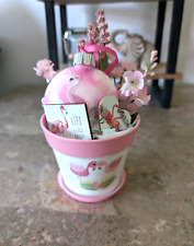 Pink Flamingo Small Plastic Planter/Ornament Themed Gift Set picture