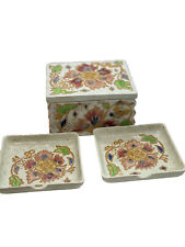 Royal Goedewaagen Potteries Trinket/Tobacco Box With Matching Ashtrays Vintage picture
