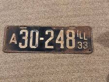 1933 ILLINOIS License Plate Antique Car Tag 