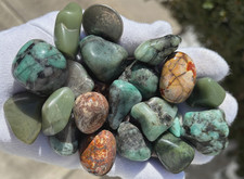 335g LOT EMERALD/GREEN CHERT/BIRD'S BIRD EYE RHYOLITE TUMBLES TUMBLED STONES picture