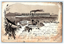 1895 Steamship Greetings from Rhine Steamer Kaiser Wilhelm Antique Postcard picture