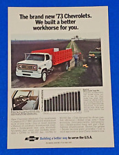 1973 CHEVY WORK TRUCK ORIGINAL COLOR PRINT AD GM CHEVROLET BIG BLOCK (LOT WHITE) picture