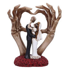Skeleton Couple Statue Bride and Groom Wedding Gothic Roses Figurine picture
