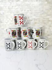 A Vintage Royal Flush Spade Playing Cards Ceramic Coffee Mug Cup Jobar Vtg Set 8 picture