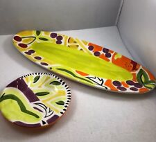 Vicki Carroll Designs skinny colorful platter & matching small dish picture