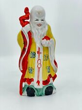 Vintage Chinese Shou God of Longevity w/Peach Porcelain Ceramic Statue Figurine  picture