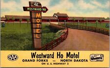Linen Postcard Westward Ho Motel U.S. Highway 2 Grand Forks, North Dakota picture