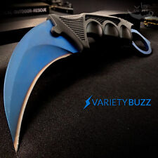 Karambit Claw Fixed Blade BLUE Cleaver BOWIE Hunting Knife Straight Edge Razor picture