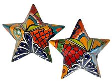 Talavera Star Wall Art (2) Mexican Pottery Folk Art Home Decor Multicolor 7.75