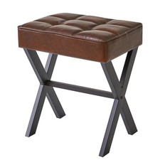 IBUYKE Square Makeup Stool with X-Leg, PU Vanity Chair, Dark Brown LG-71Z picture