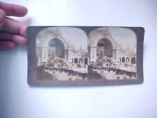 1900 PARIS WORLDS FAIR EXPO STEREO CARD GIANT ENTRANCE AND FOUNTAINS VG+ picture