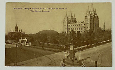 Vintage Mormon Temple Square Salt Lake City RPPC 1c Stamp Postmark 1915 picture