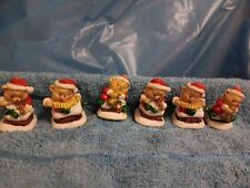 Lot of 6 TEDDY BABIES Bear Figurines Christmas Music  Holiday Bear picture